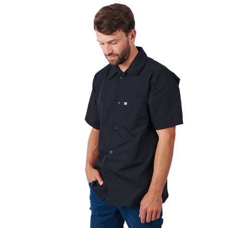 HiLite Black Cook Shirt, Utility Shirt, Short Sleeve - 440BK