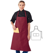HiLite Fixed Neck Extra Long Bib Apron - Two Pockets - Wrinkle Resistant (28″ W x 34″ H)- 800