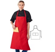 HiLite Fixed Neck Extra Long Bib Apron - Two Pockets - Wrinkle Resistant (28″ W x 34″ H)- 800