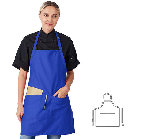 HiLite Adjustable Neck Three Pockets Bib Apron - Wrinkle Resistant (28″ W x 30″ H)- 822P3A