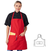 HiLite Adjustable Neck Three Pockets Bib Apron - Wrinkle Resistant (28″ W x 30″ H)- 822P3A