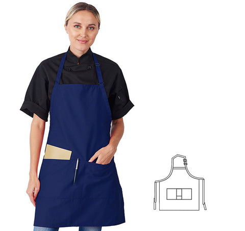 HiLite Adjustable Neck Three Pockets Bib Apron - Wrinkle Resistant (28″ W x 30″ H)- 822P3A