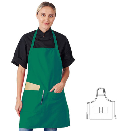 HiLite Adjustable Neck Three Pockets Bib Apron - Wrinkle Resistant (28″ W x 30″ H)- 822P3A