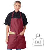 HiLite Adjustable Neck Three Pockets Bib Apron - Wrinkle Resistant (28″ W x 30″ H)- 822P3A