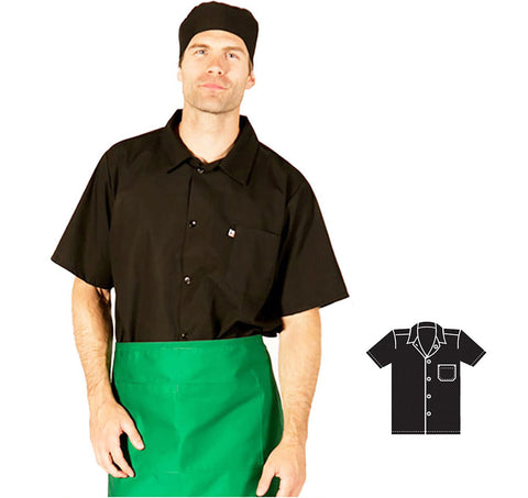 HiLite Black Cook Shirt, Utility Shirt, Short Sleeve - 440BK