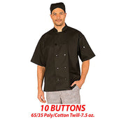 HiLite Classic Black Unisex Short Sleeve Chef Coat  - 530BK