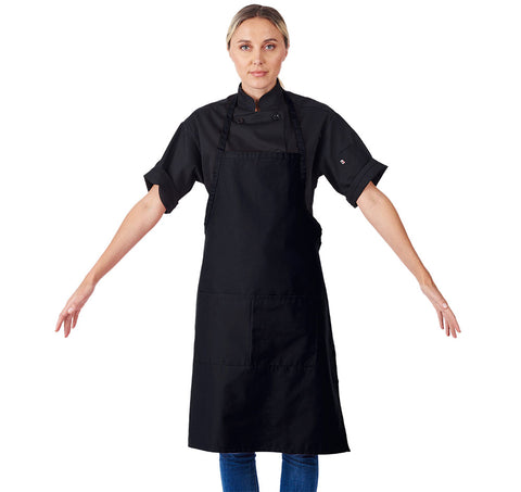 HiLite Fixed Neck Extra Long Bib Apron - Two Pockets - Wrinkle Resistant (28″ W x 34″ H)- 800
