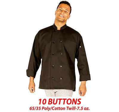 Hilite Classic Black Unisex Long Sleeve Chef Coat - 560BK