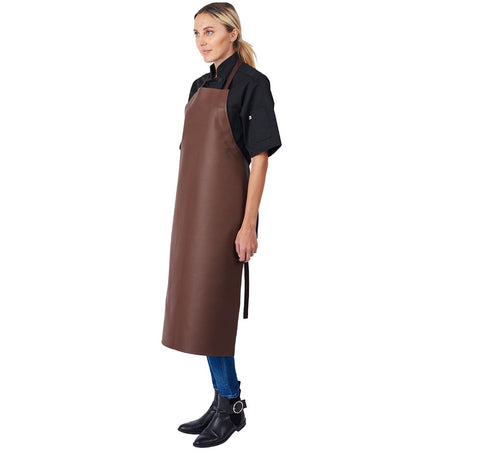 HiLite Adjustable Neck Heavy Duty Extra Long Brown PVC Vinyl Bib Apron  (26″ W x 42″ H)- 855XLA