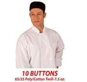 Hilite Classic White Unisex Long Sleeve Chef Coat - 550WH
