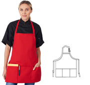 HiLite Adjustable Neck Three Pockets Bib Apron Wrinkle Resistant (24″ W x 24″ H)- 833P3A