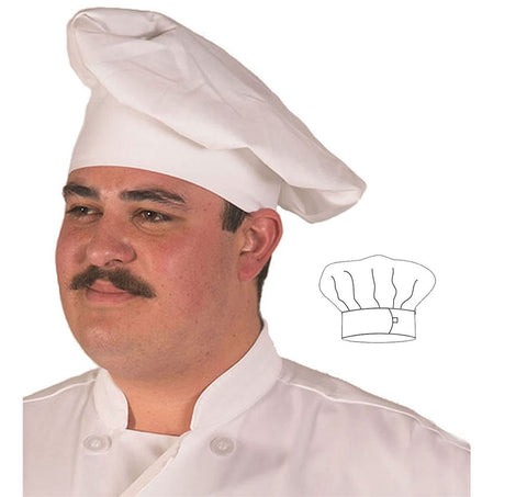 HiLite 13" Tall Master Chef Hat, Adjustable Velcro Closure One Size Fit Most - 110