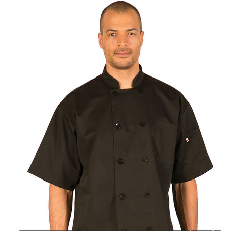 HiLite Classic Black Unisex Short Sleeve Chef Coat  - 530BK
