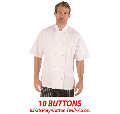 HiLite Classic White Unisex Short Sleeve Chef Coat - 540WH
