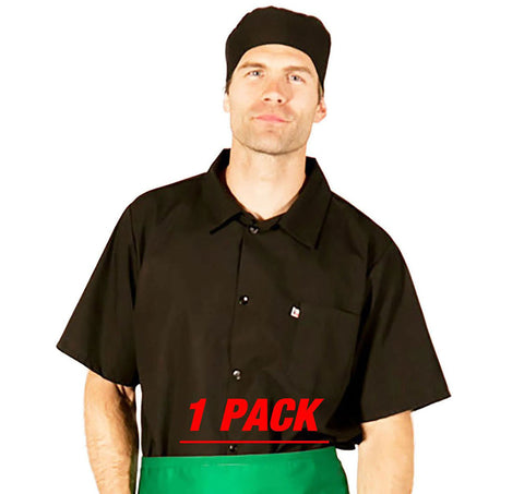 HiLite Black Cook Shirt, Utility Shirt, Short Sleeve - 440BK