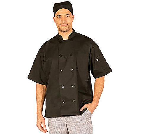 HiLite Classic Black Unisex Short Sleeve Chef Coat  - 530BK