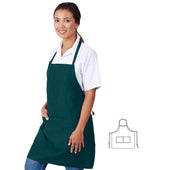 HiLite Fixed Neck Bib Apron - Two Pockets - Wrinkle Resistant (28″ W x 30″ H) - 822P2