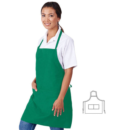 HiLite Fixed Neck Bib Apron - Two Pockets - Wrinkle Resistant (28″ W x 30″ H) - 822P2