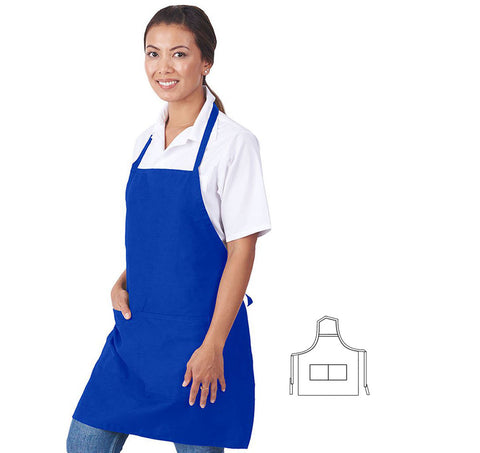 HiLite Fixed Neck Bib Apron - Two Pockets - Wrinkle Resistant (28″ W x 30″ H) - 822P2
