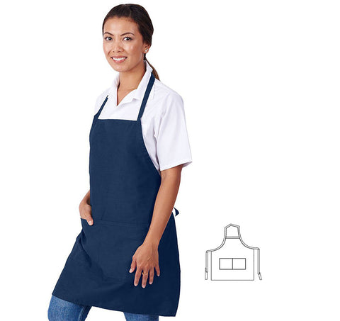 HiLite Fixed Neck Bib Apron - Two Pockets - Wrinkle Resistant (28″ W x 30″ H) - 822P2