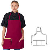 HiLite Adjustable Neck Three Pockets Bib Apron Wrinkle Resistant (24″ W x 24″ H)- 833P3A